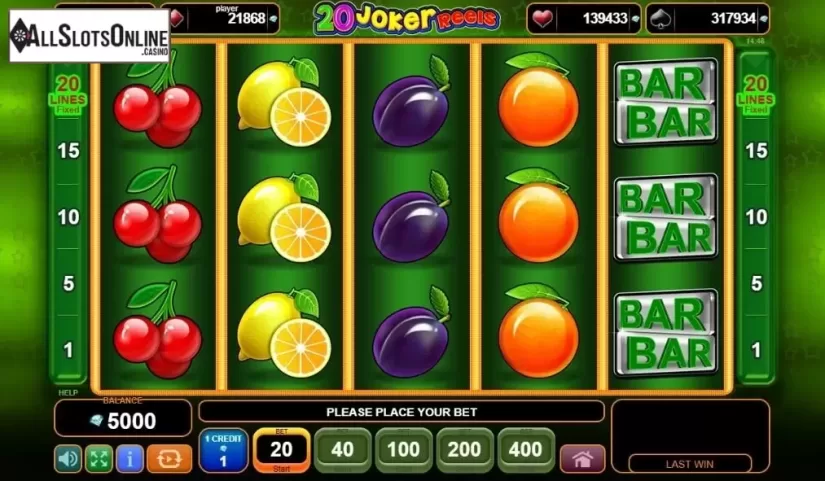 Reel Screen. 20 Joker Reels from EGT