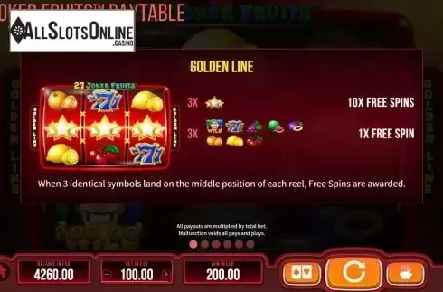 Free Spins screen