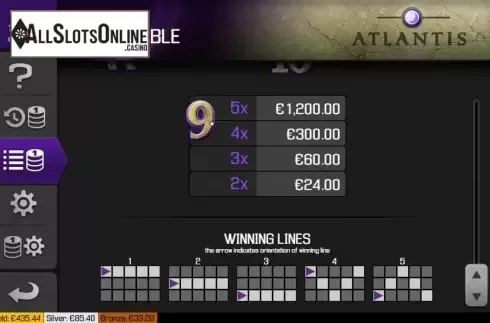 Paytable screen 3. Atlantis (Apollo Games) from Apollo Games