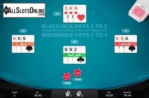 Game Screen 4. Blackjack (Mascot Gaming) from Mascot Gaming