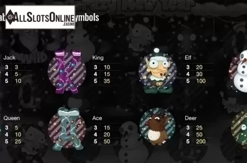 Paytable 1. Crazy New Year from Thunderspin