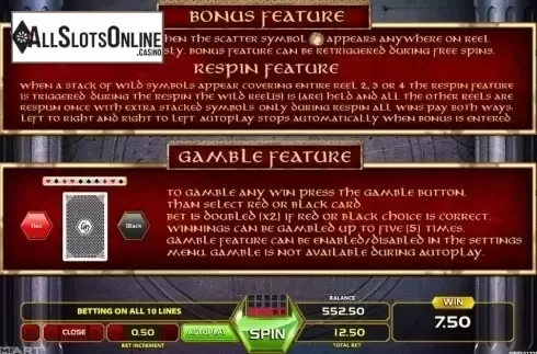 Paytable 2. Dragon Lady from GameArt