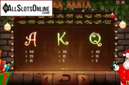 Paytable 2. Drunk Santa from Charismatic