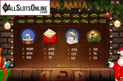 Paytable 1. Drunk Santa from Charismatic