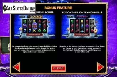 Paytable 4. Einstein Eureka Moments (Gameiom) from Gameiom