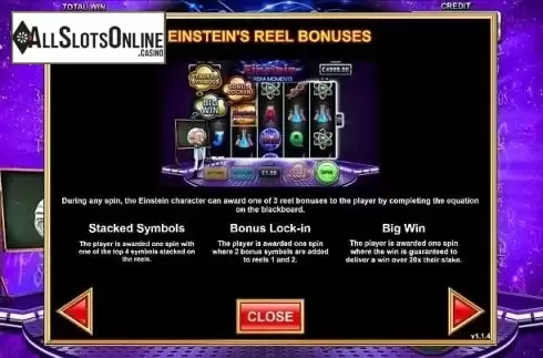Paytable 5. Einstein Eureka Moments (Gameiom) from Gameiom