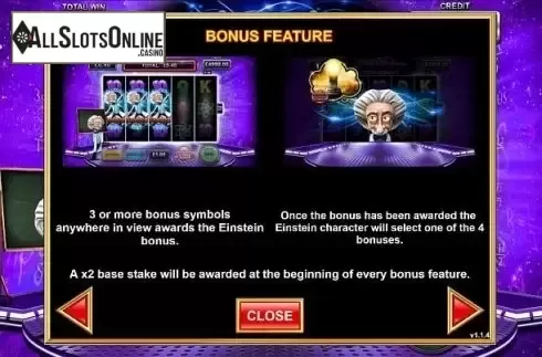 Paytable 2. Einstein Eureka Moments (Gameiom) from Gameiom