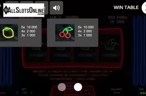 Paytable 2. Energy 5 Reels from Promatic Games