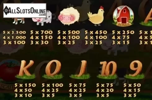 Paytable 1. Farm Mania from KA Gaming