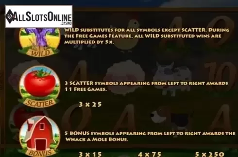 Paytable 3. Farm Mania from KA Gaming