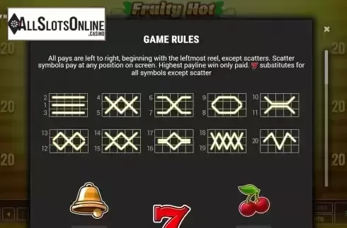 Paylines screen