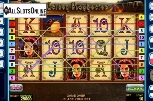 Reels screen. Golden Prophecies Deluxe from Novomatic