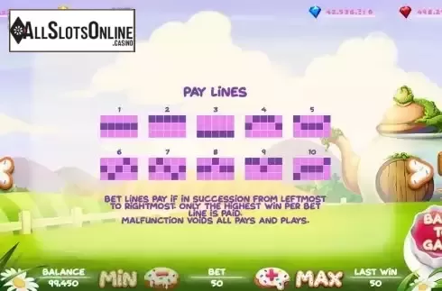 Paylines screen