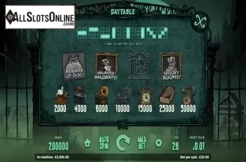 Paytable. Haunted House (Magnet) from Magnet Gaming
