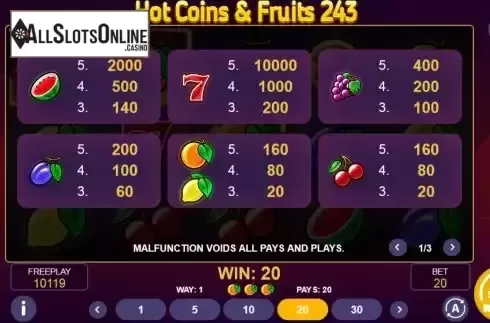 PayTable screen