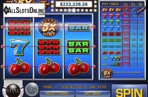 Screen4. Jackpot 5X Wins from Rival Gaming