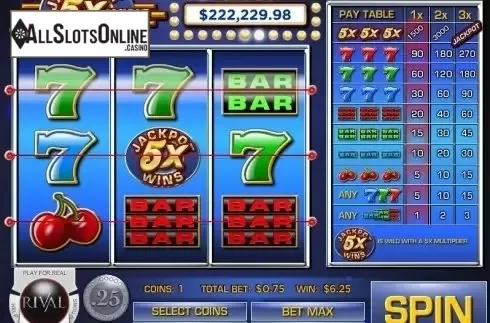 Screen5. Jackpot 5X Wins from Rival Gaming