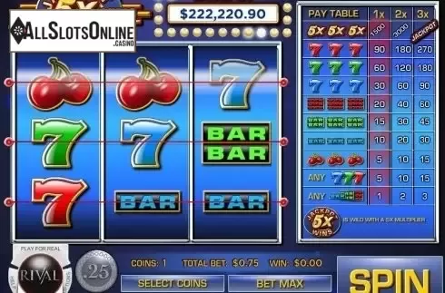 Screen2. Jackpot 5X Wins from Rival Gaming