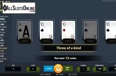 Game Screen. Jacks or Better Double Up (NetEnt) from NetEnt