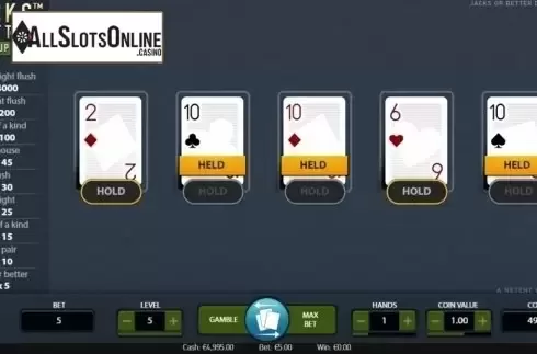 Game Screen. Jacks or Better Double Up (NetEnt) from NetEnt
