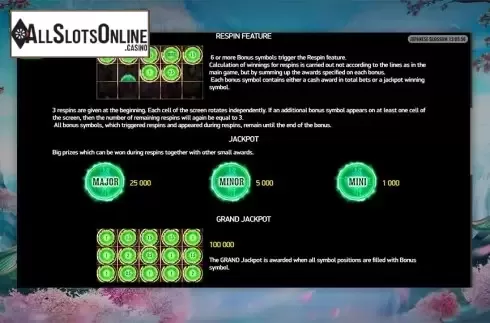 Paytable 2. Japanese Blossom from Playreels