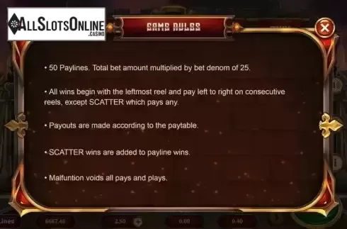 Game Rules screen