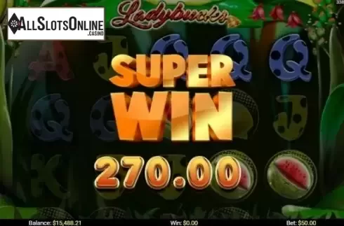 Win Presentation screen. Ladybucks from Mobilots