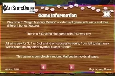 Game Info 1. Magic Mystery Money from Live 5