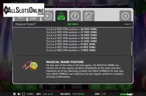 Paytable 2. Magical Forest (StakeLogic) from StakeLogic