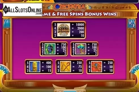 Screen4. MegaJackpots Cleopatra from IGT