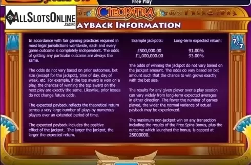 Screen8. MegaJackpots Cleopatra from IGT