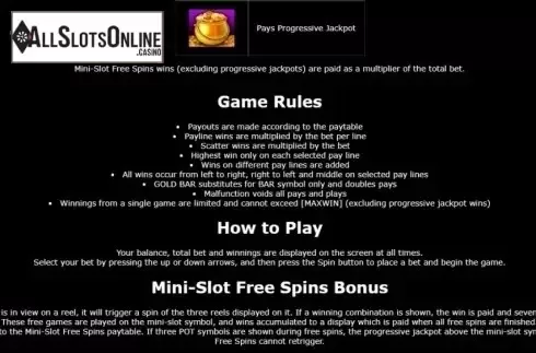 Paytable 3. Mega Pots Mega-X from OpenBet