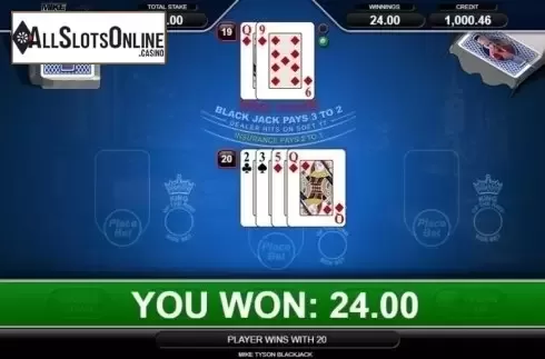 Win Screen 2. Mike Tyson Blackjack from Inspired Gaming