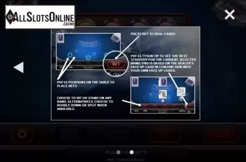 Paytable 2. Mike Tyson Blackjack from Inspired Gaming
