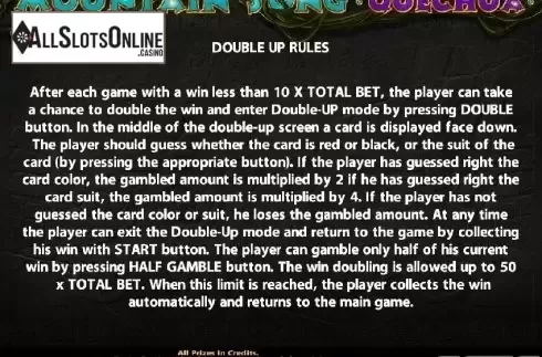 Paytable 4. Mountain Song Quechua from Casino Technology