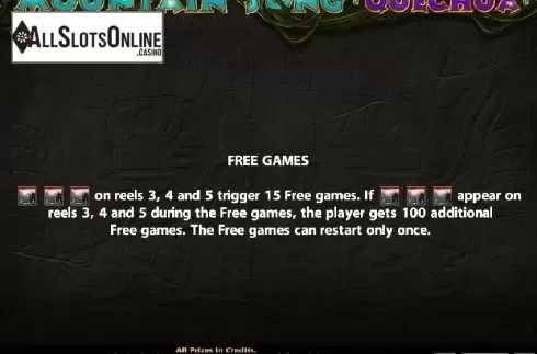 Paytable 2. Mountain Song Quechua from Casino Technology