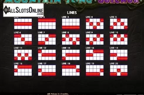 Paytable 3. Mountain Song Quechua from Casino Technology