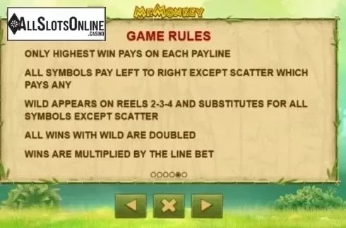 Paytable 5. Mr. Monkey from GamesOS