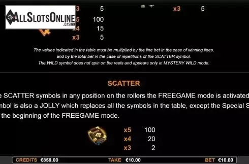 Paytable screen 2