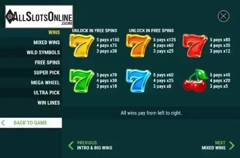 Paytable 2