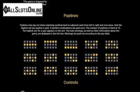 Paylines screen