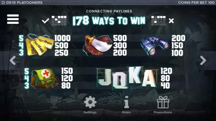 Platooners slot screenshot 2