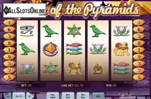 Game Workflow screen. Queen of the Pyramids from Playtech