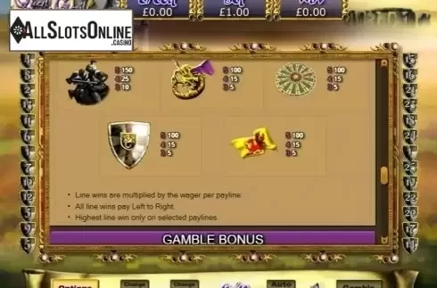 Paytable. Quest For The Grail from Eyecon