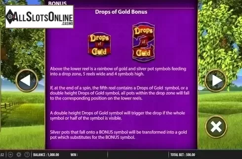 Paytable 6. Rainbow Riches Drops of Gold from Barcrest