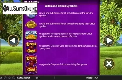 Paytable 3. Rainbow Riches Drops of Gold from Barcrest