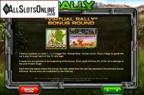 Paytable 3. Rally from Leander Games