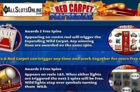 Paytable 1. Red Carpet Richez from Gamesys