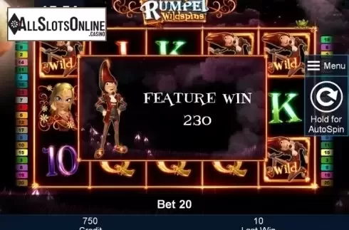 Win presentation. Rumpel Wildspins from Greentube