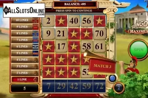 Game Screen 1. Slingo Maximus Soldier of Rome from Slingo Originals